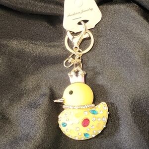♦️Fabulous Yellow Duckie Bag Charm/Keychain with Rhinestones.